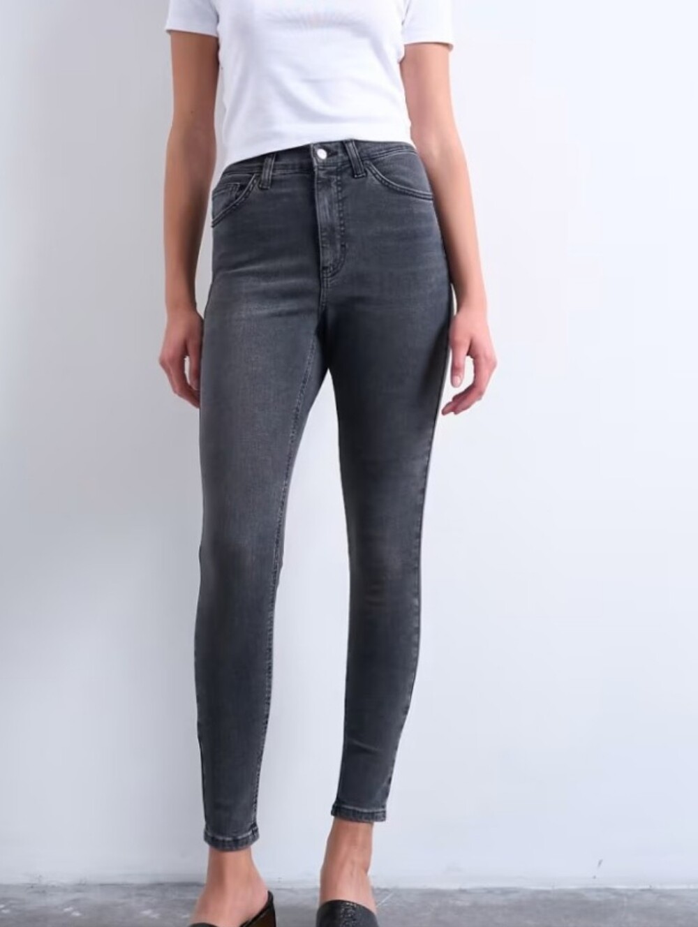 ASOS Topshop High-Rise Skinny Ankle Jeans in Charcoal